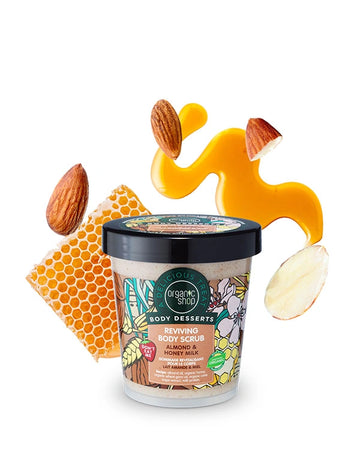 Organic Shop Body Desserts Reviving Body Scrub Almond & Honey Milk - Scrub σώματος με αμύγδαλο και γάλα μελιού 450ml
